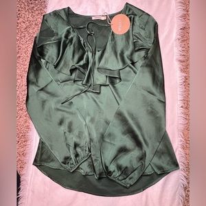 green satin blouse